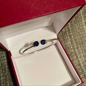 Helzberg Diamonds silver sapphire & diamond bangle